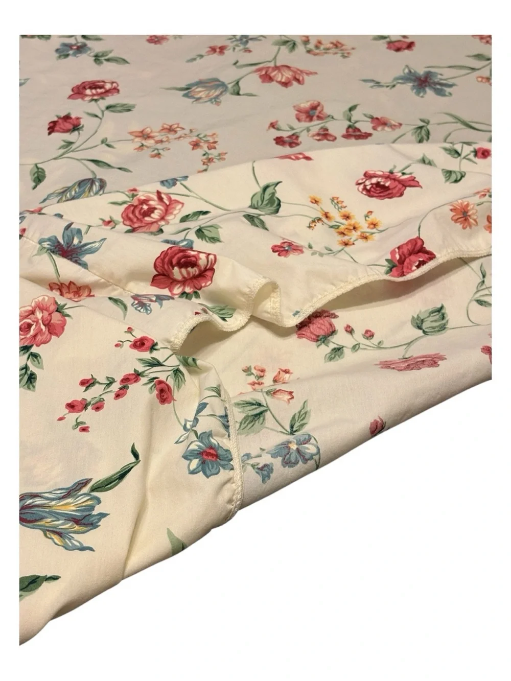Vint Croscill Floral “Iris” Twin Sheet Set Flat Fitted Pink Tulip Morning Glory